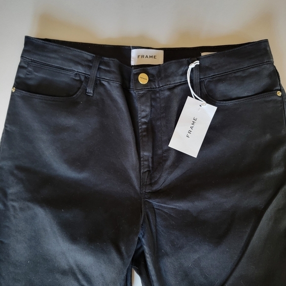 FRAME Le High Skinny Coated Noir Coated Jeans NWT 31 - Picture 10 of 14